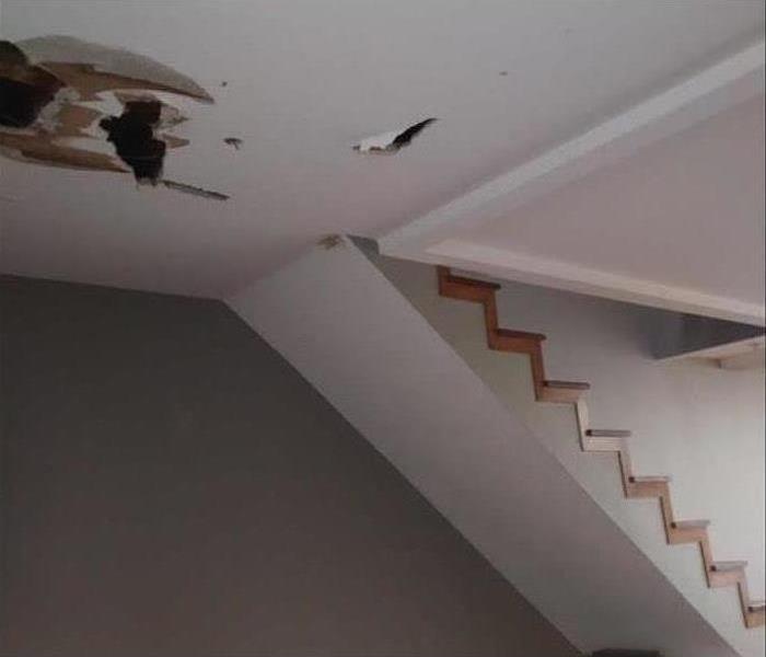 water damage to a ceiling